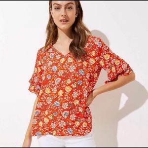 LOFT red floral blouse